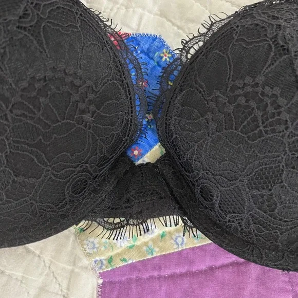 Victoria's Secret VERY SEXY Bra Push Up black  Sequin Bling Strap Size 32C - Picture 4 of 8